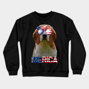 Merica Beagles Dog American Flag 4Th Of July Crewneck Sweatshirt